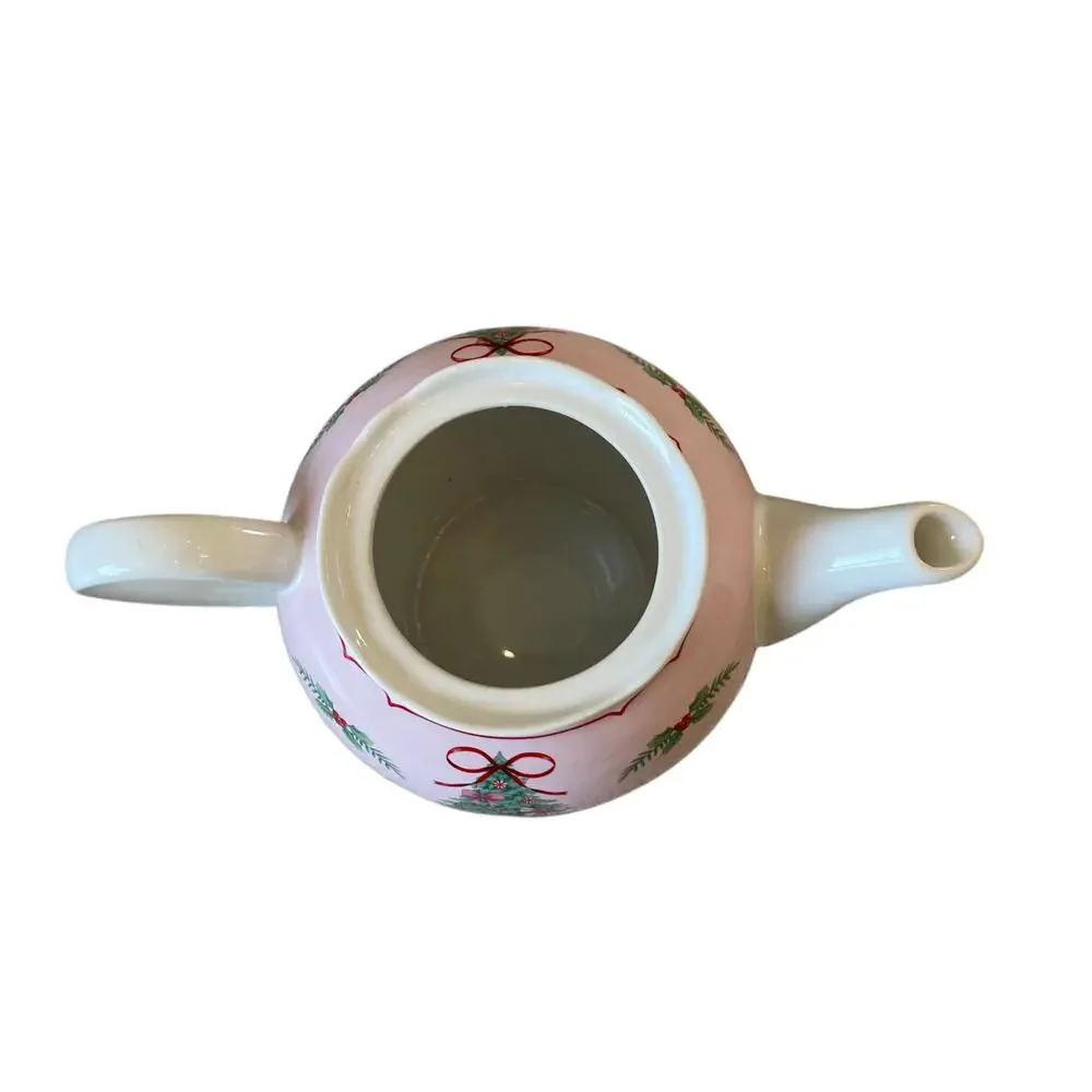 PINKMAS Pink Bows Christmas Tree Teapot 7 x 10